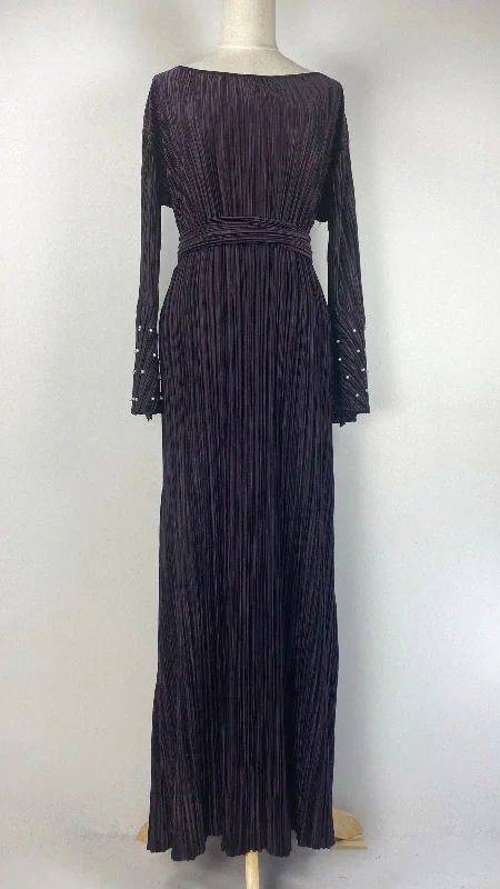 Trendy Threads Long Sleeve Pleated Maxi Dress, Purple