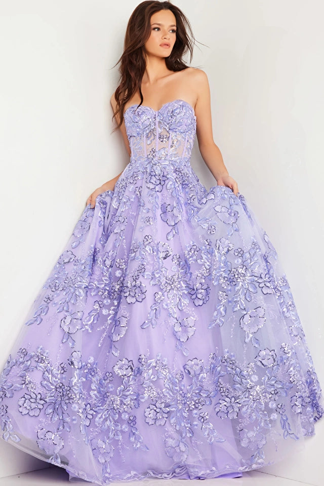 Limited - Edition Drops Jovani 26223 Corset Bodice Embroidered Ballgown - Special Occasion/Curves