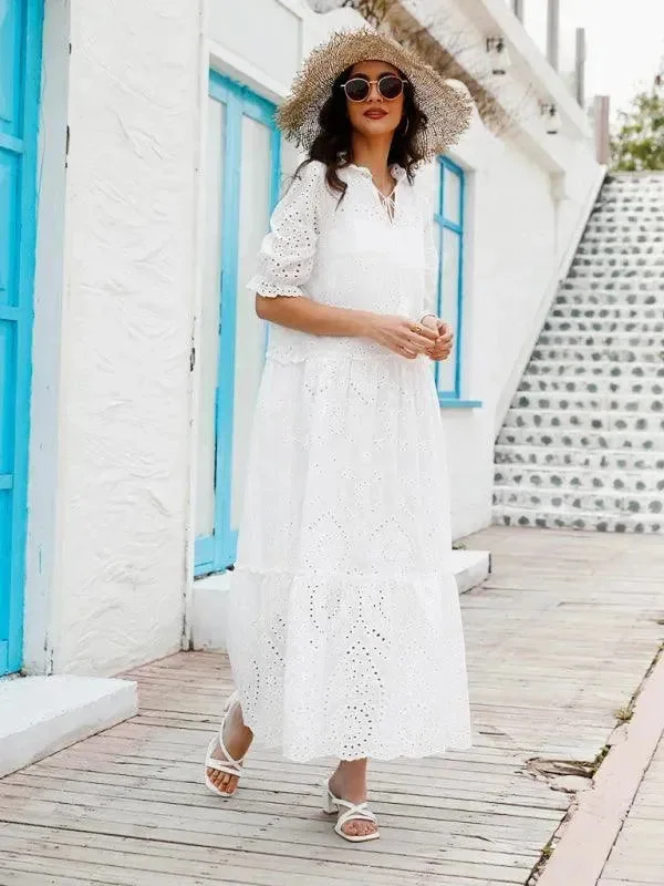 Top Brand Discounts Puff Sleeve Cotton Maxi Dress