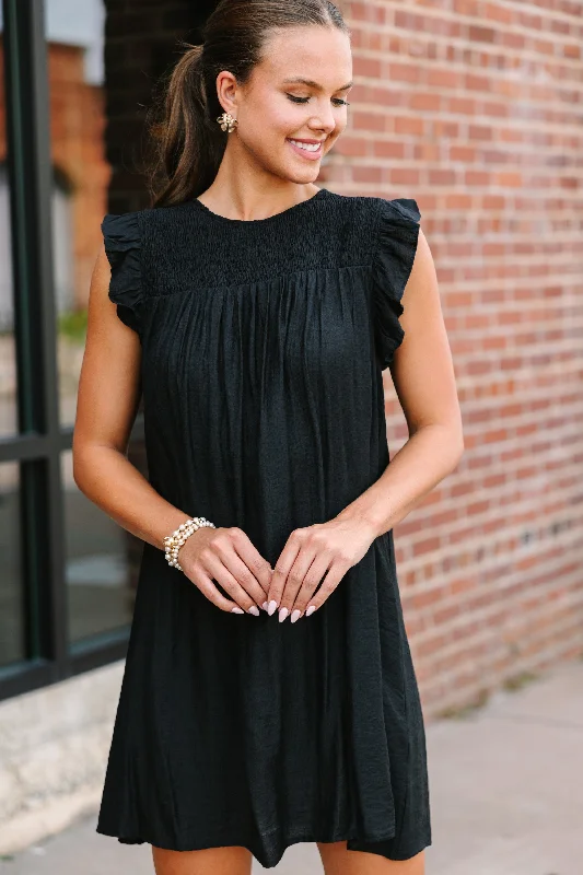 Minimalist Chic Longing For Love Black Ruffled Dress