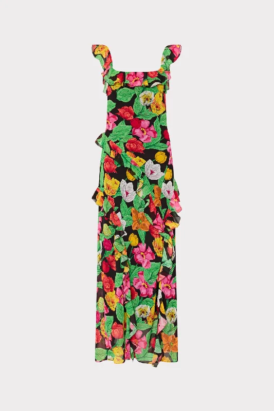 Huge Savings On Parisian Styles Tulip Rosette Ruffle Maxi Dress