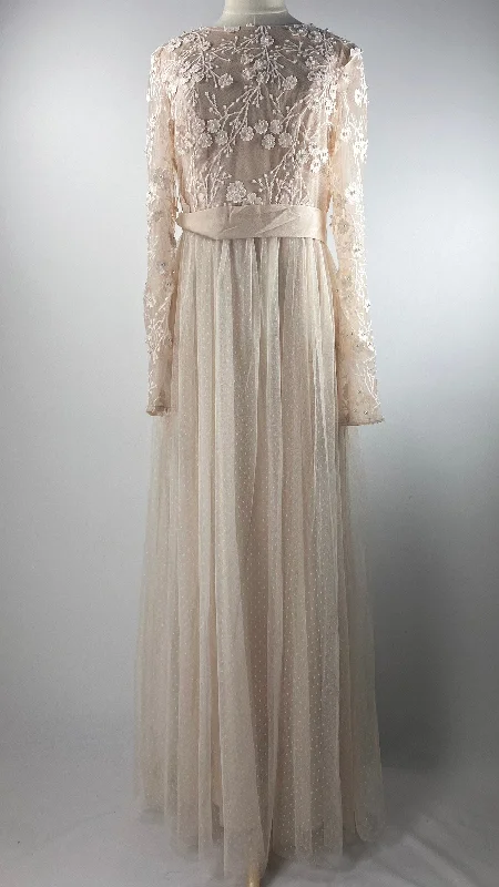 Unleash Your Fashion Sheer Sleeves Two Layer Maxi Dress, Peach