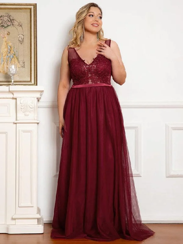 Stay Ahead In Style Plus Size A-Line Sleeveless Long Formal Dress