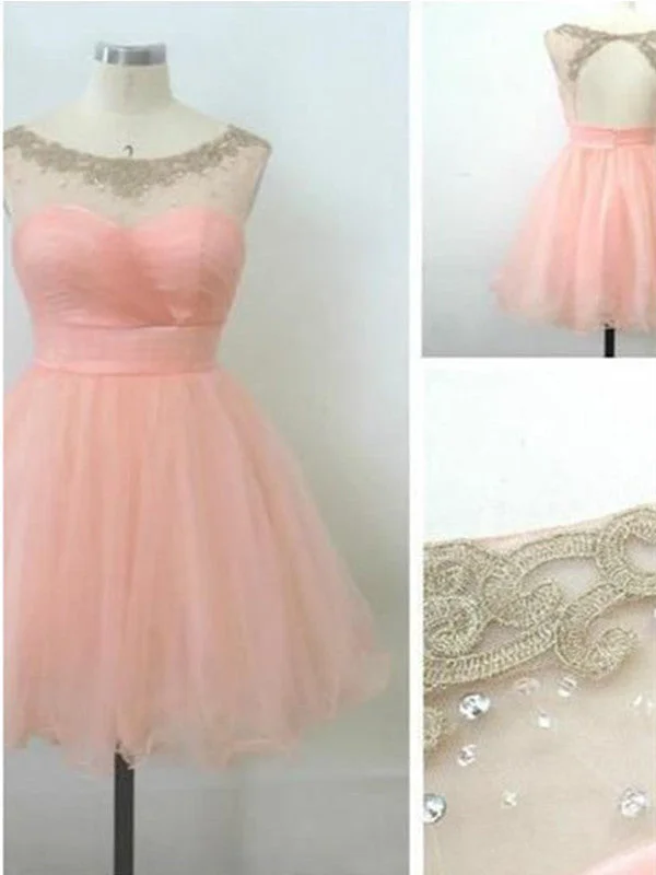 Flash Sales Ball Gown Round Neckline Pink Mini Homecoming Dress, Short Pink Prom Dress, Short Pink Formal Dress, Graduation Dress