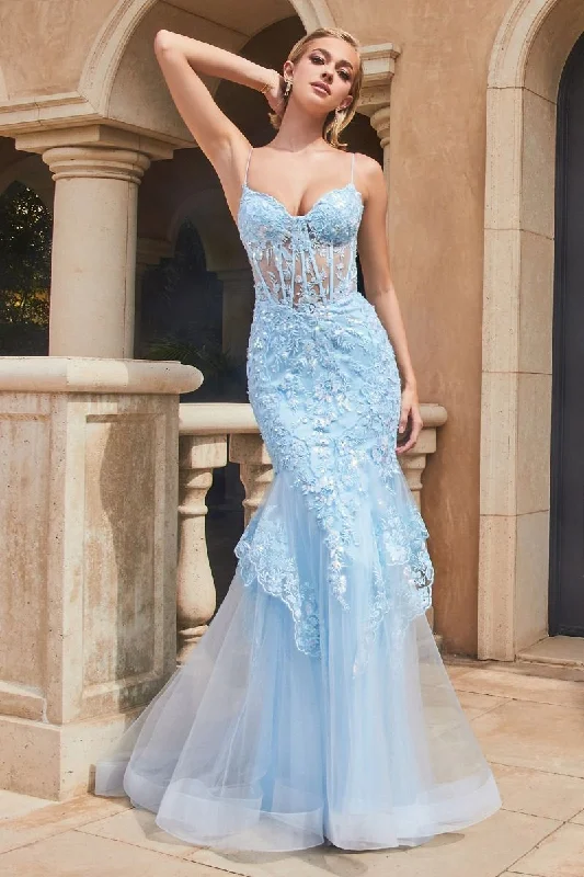 Score Big On Glamorous Red - Carpet Styles Lace & Tulle Mermaid Gown by Cinderella Divine 9316 - Special Occasion