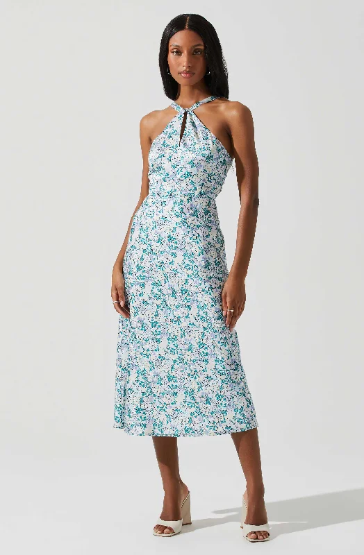 Fashion Sale Sandrine Floral Halter Midi Dress