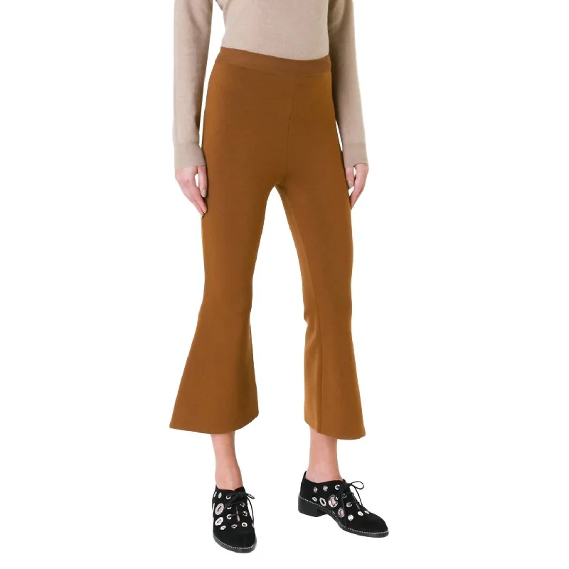 Vibrant Styles Strong Lines Wool Blend Pants In Umber