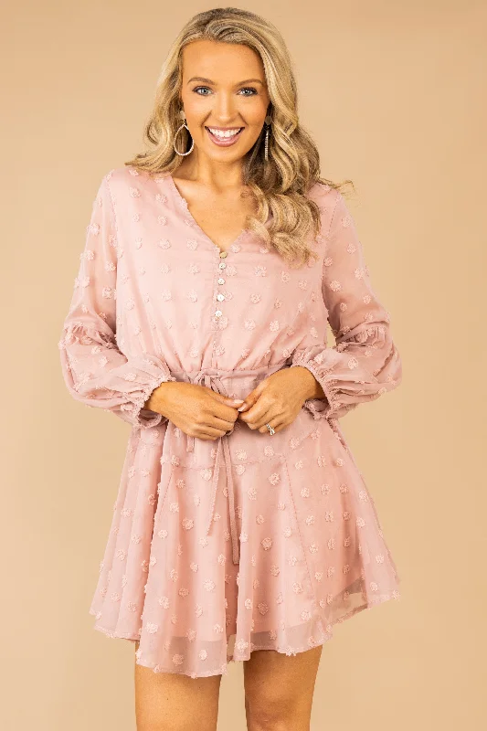 Chic Style, Always In Vogue Make It Sweet Blush Pink Swiss Dot Dress