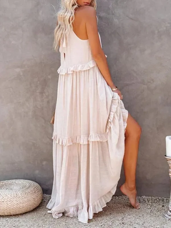 Limited Time Flash Sale Sleeveless Ruffle Maxi Dress