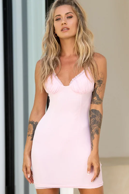 Now On Sale For Chic Urban Styles So She Says Molded Bust Cup Mini Dress Baby Pink