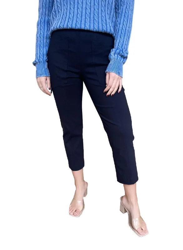 Fashionista Favorites Control Stretch D Ring Crop Cargo Pant In Navy