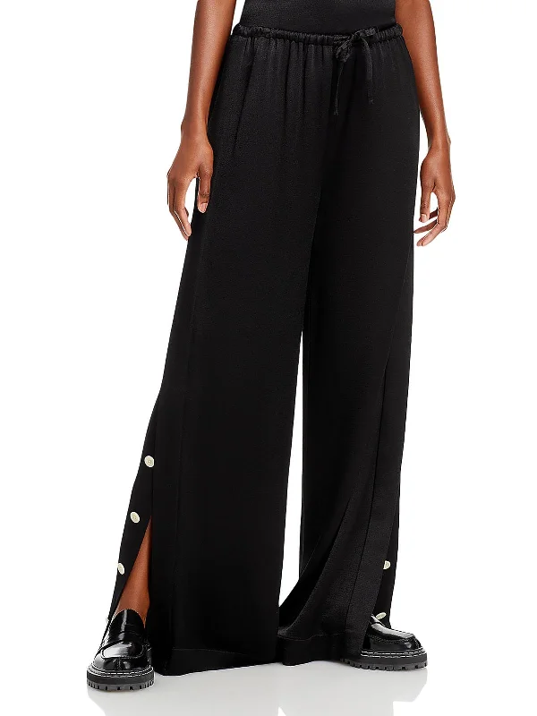 Trendy Pulse Hazel Womens Satin Drawstring Wide Leg Pants