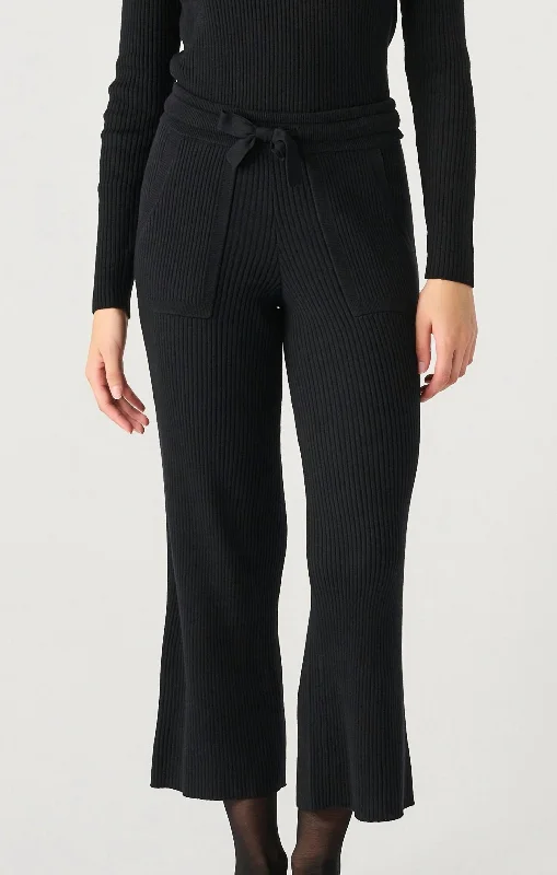 Summer Fashion Ribbed Sweater Pants In Black