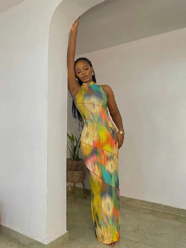 End Of Season Sale Aesthetic Colorful Tie Dye Maxi Dress