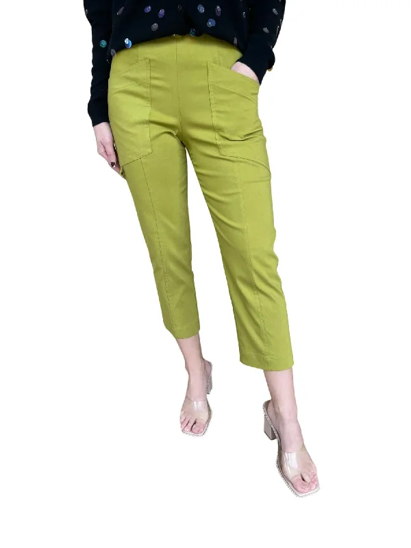 Chic Styles Control Stretch D Ring Crop Cargo Pant In Olive Oil