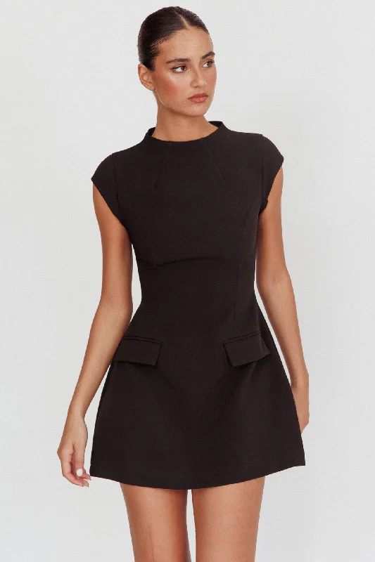 Today Only Aristos Cap Sleeve Mini Dress Black