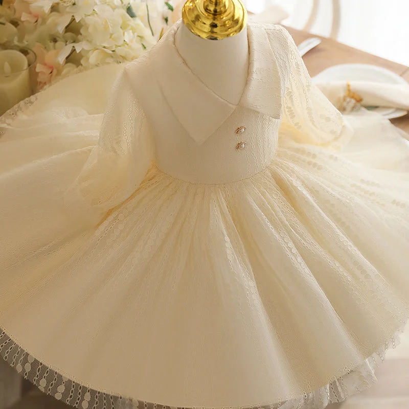 Get The Latest Trends Toddler Ball Gowns Girl Elegant Doll Collar Baptism Princess Dress