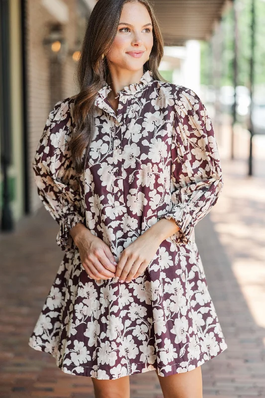 High End Designer Brands Discount Shoot For The Stars Plum Purple Floral Dress