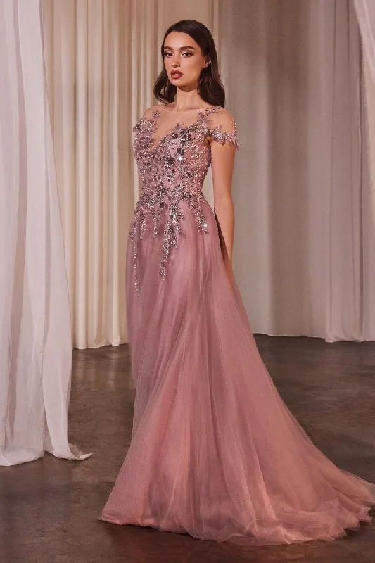 Romantic Detailing Illusion Higher Neckline Formal Evening Gown by Andrea & Leo Couture - A1350 - Special Occasion/Curves