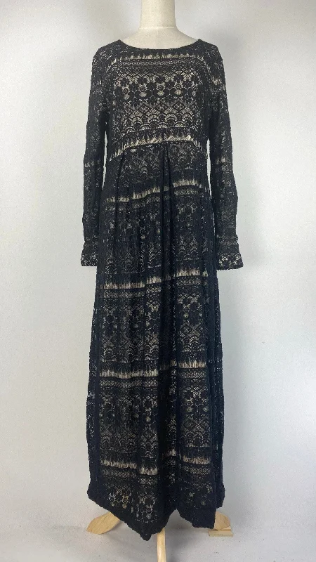 Trendy Attire For Her Long Sleeve Two Layer Maxi Dress, Black