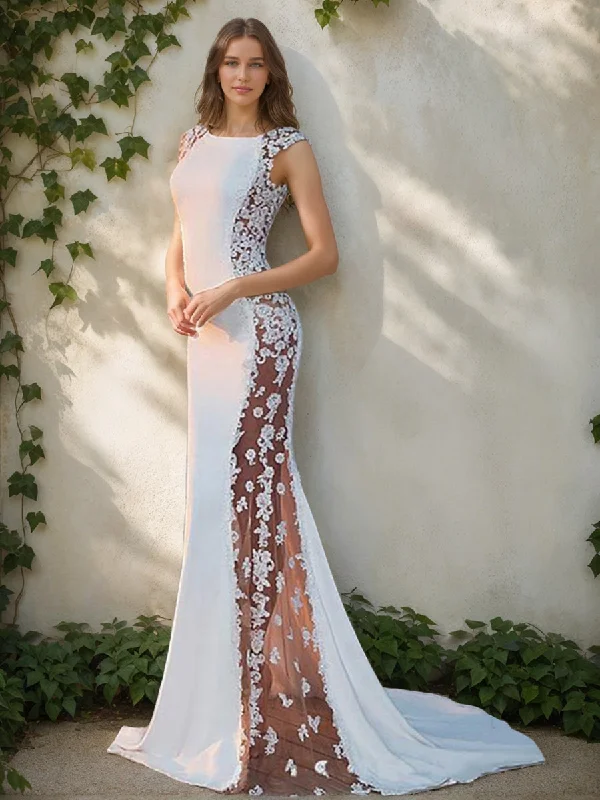 Chic And Trendy Trumpet/Mermaid Scoop Sleeveless Lace Wedding Dresses