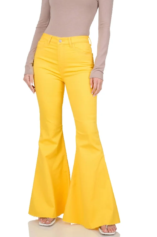 Comfortable Chic Bell Bottoms Pant In Yellow