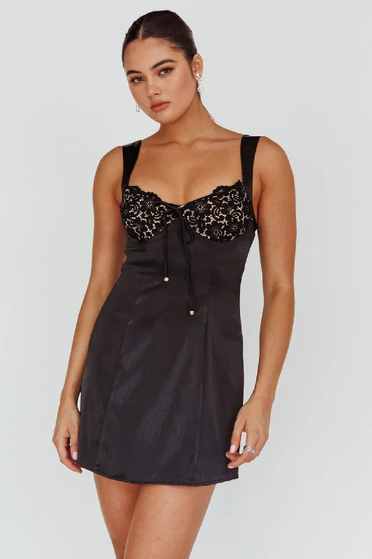 Holiday Attire Sale Ti Amo Lace Bust Mini Dress Black