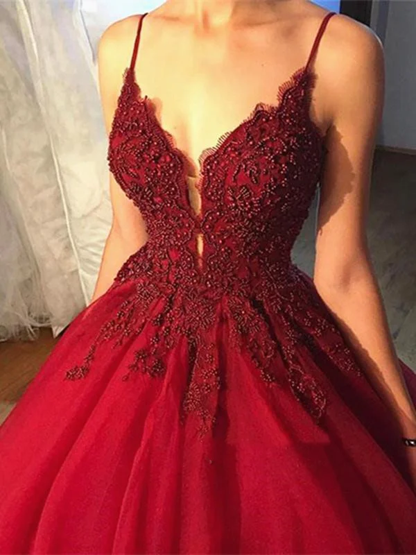 You'Ll Love Us Because Custom Made Beaded V Neck Burgundy Prom Dress with Lace Flowers, Burgundy Formal Gown