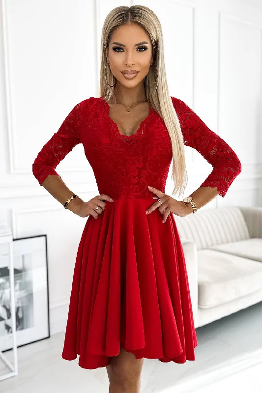 Women's Functional Apparel For Outdoor Activities Numoco 210-16 NICOLLE - dress with lace neckline and longer back - red Women's Functional Apparel For Outdoor Activities Numoco 210-16 NICOLLE - dress with lace neckline and longer back - red