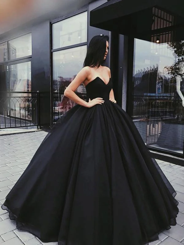 Fashion Sale Gorgeous Black Sweetheart Neck Floor-length Backless Sleeveless Prom Gown, Black Formal Dresses