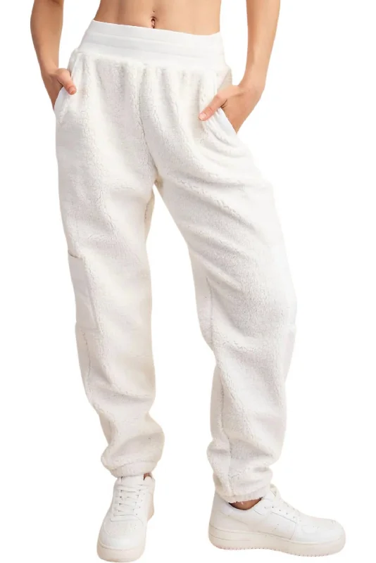 All Season Basics Discount Micro Sherpa Pants In Ivory