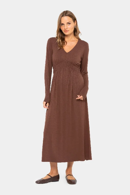 Artful Design V-Neck Long Sleeve Midi Dress