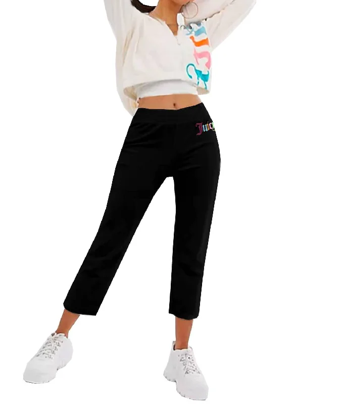 Elegant Styles Gothic Juicy Micro Terry Crop Jogger In Black