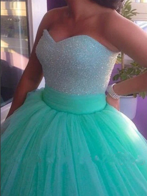 Trend Forward Women's Wear Custom Made Sweetheart Neck Floor Length Ball Gown, Green Prom Dresses, Evening Dresses