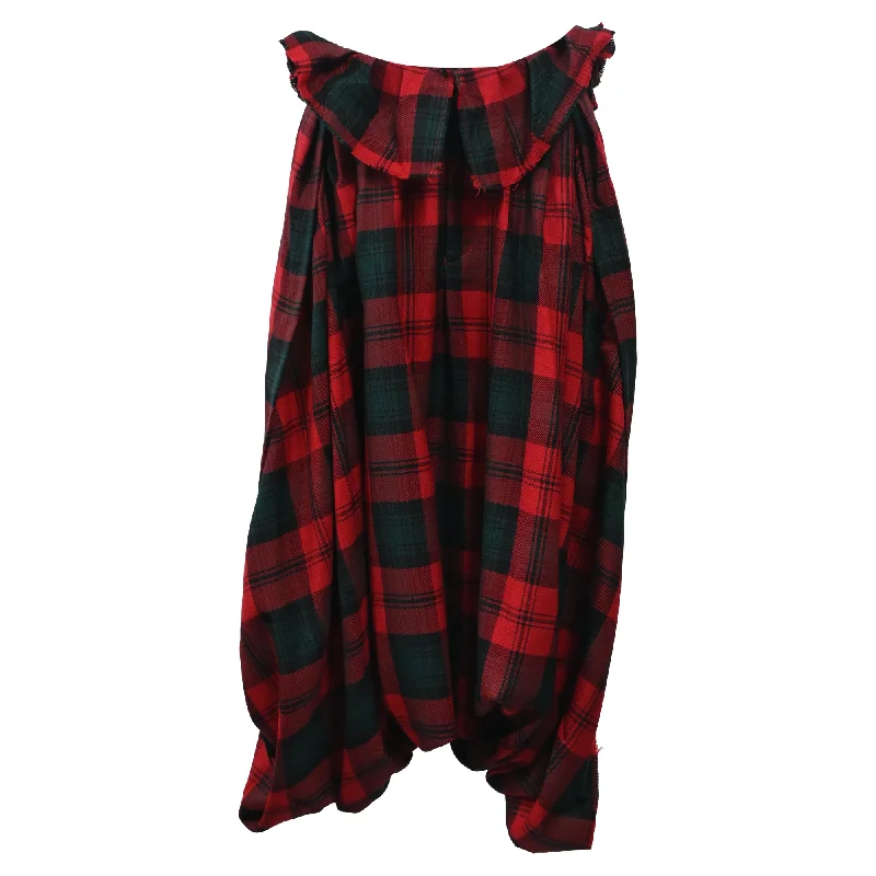 Luxury Fashion Comme des Garçons Tartan Pants in Red Cotton