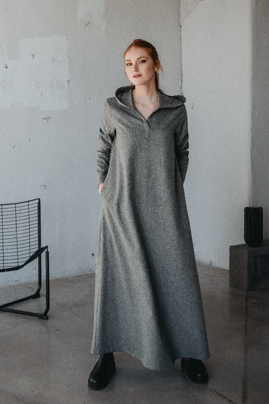 Best Seller Hooded Wool Maxi Dress