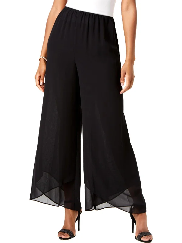 Dreamy Draping Womens Sheer Elastic Waist Dress Pants