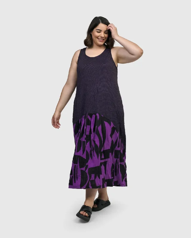 Graceful Movement Fusion Sleeveless Midi Dress, Violet