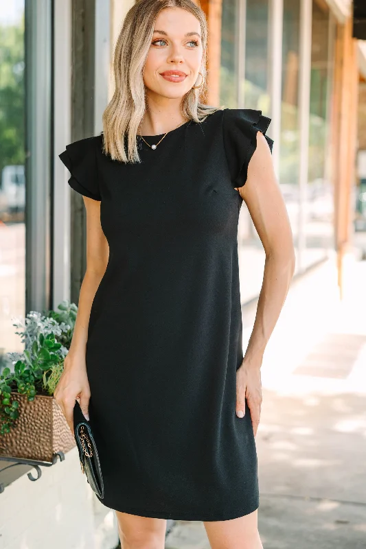 Ride The Style Wave Beauty Bound Black Ruffled Sleeve Dress