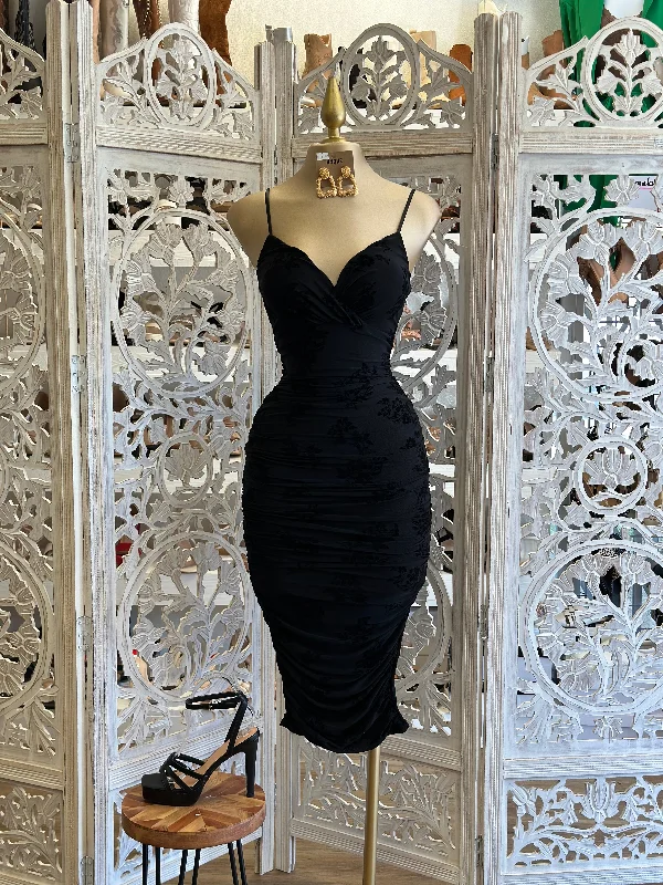 Super Savings Weekend Event Black Velvet Flower Dress