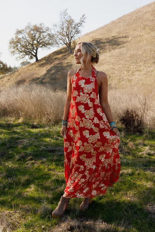 The Latest Fashion Trends Spotlight Halter Maxi Dress - Orange