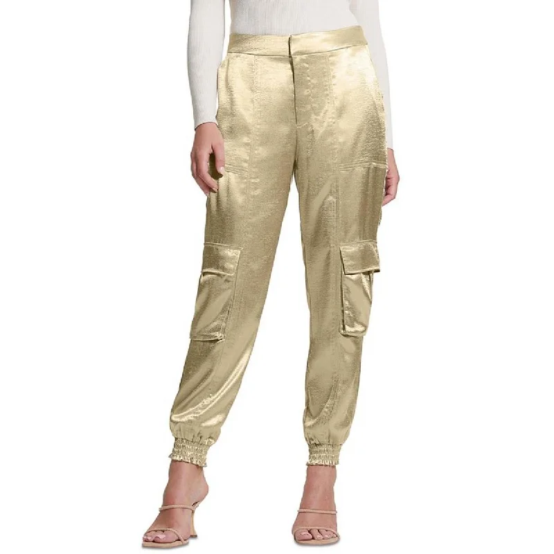 Final Clearance Womens Cargo Shiny Satin Cargo Pants