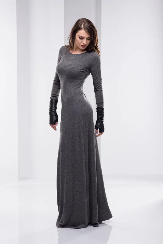 Quick Grab Deals Minimalist Full Sleeve Maxi Dress