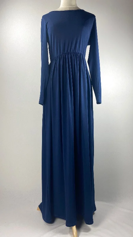 Trendy Women's Collection Long Sleeve Cinched Waist Maxi Dress, Navy