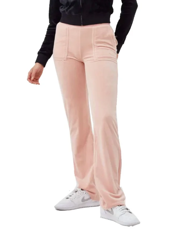 Comfortable Clothes Velour Del Rey Pant In Silver Pink