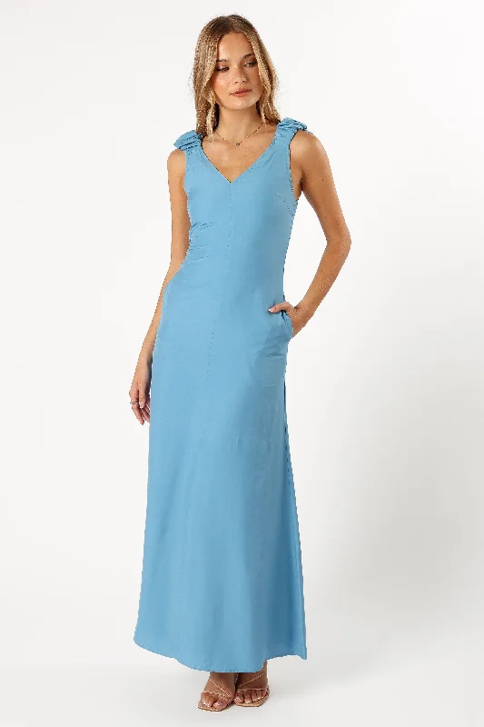 Great Prices On Feminine Styles Michael Ruched Strap Maxi Dress - Blue