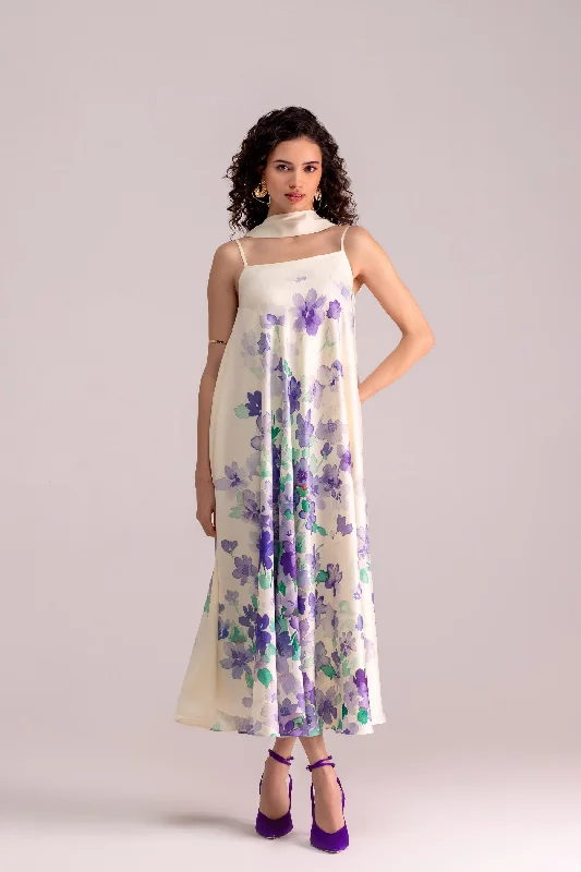 Elegant Contour PRINTED A-LINE MAXI DRESS