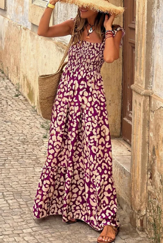 Unbeatable Prices Ruffle Leopard Maxi Dress