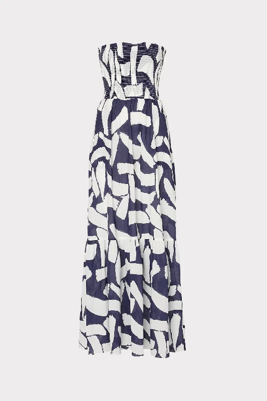 Clearance Event Olen Graphic Brushstroke Strapless Maxi Dress