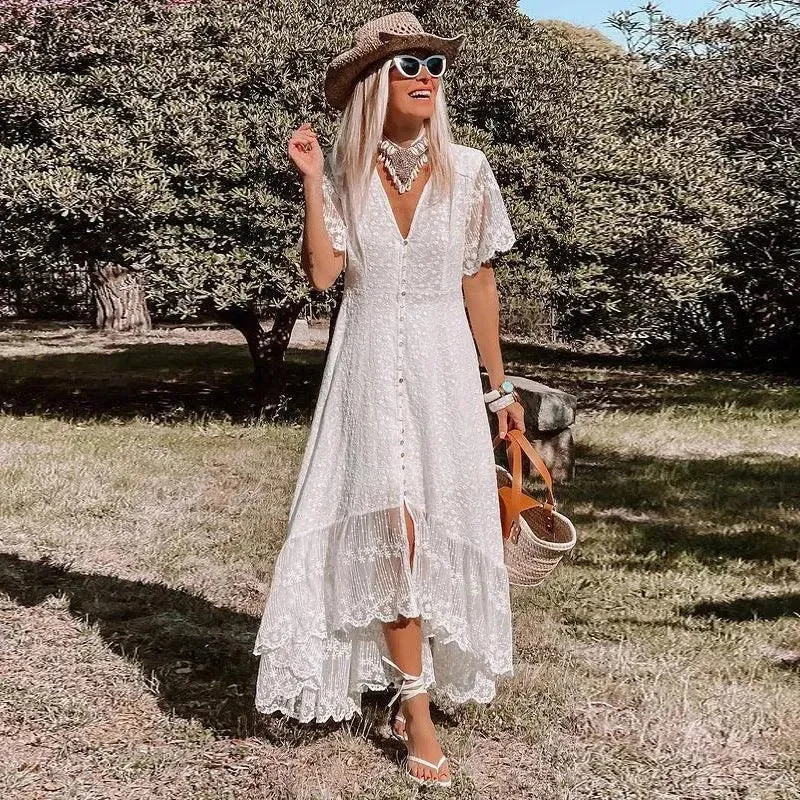 Limited Time Special Offer Womens Vneck Lace Maxi Dress